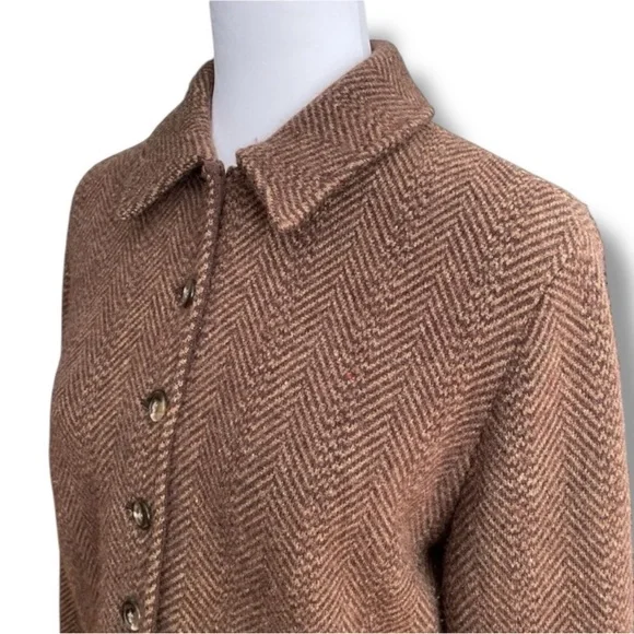 Ralph Lauren Black Label 96% Cashmere Herringbone Blazer Size XL Brown
